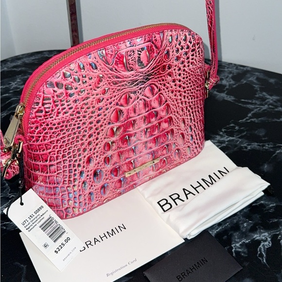 BRAHMIN Melbourne Small Georgina Leather Crossbody Magenta Pink Bag AUTHENTIC - Picture 9 of 14